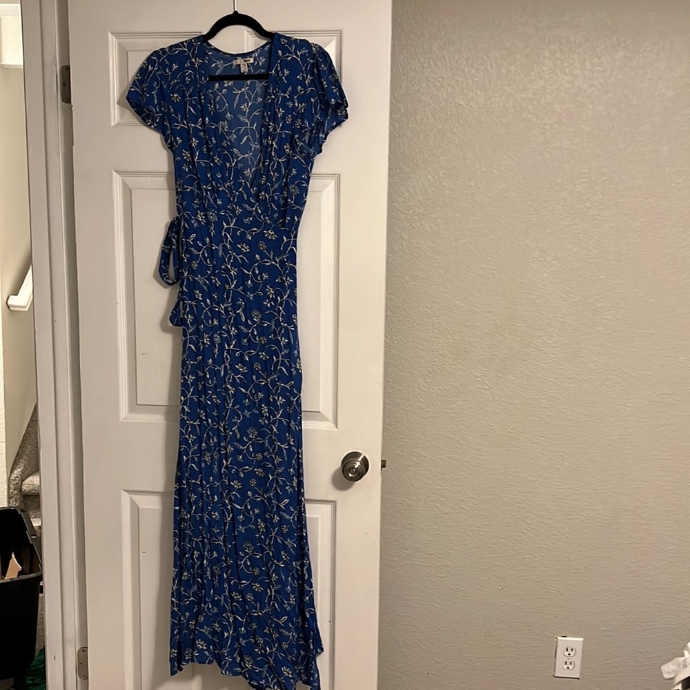 Short Sleeve True-Wrap Maxi Dress
